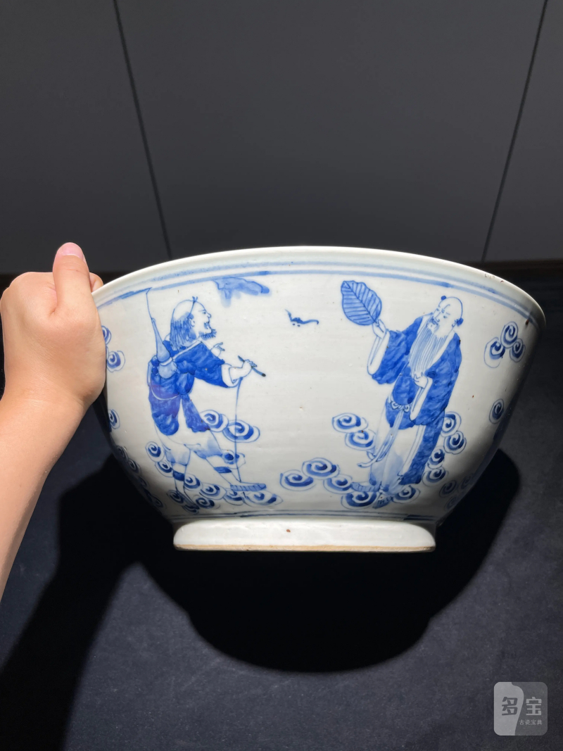 清晚期 青花八仙纹大碗 - 图2